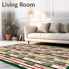 Striped Spruce and Bird Folk Art Rug
