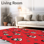 Red Christmas Snowman Tree Print Rug