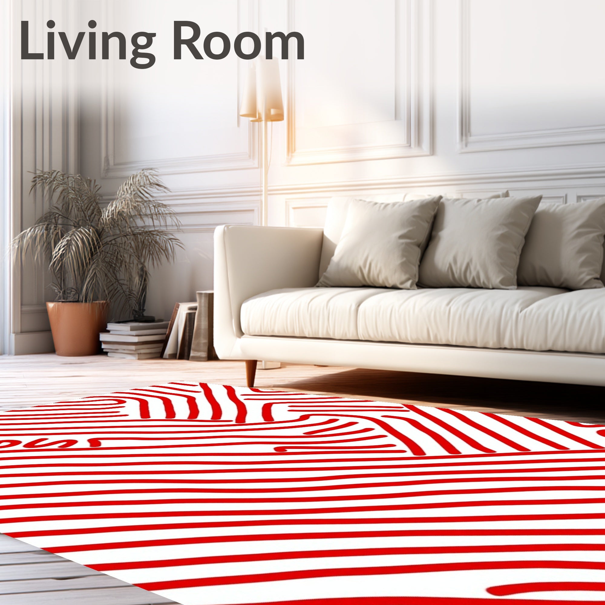 Bold Red Abstract Lines Rug