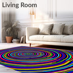 Vibrant Rainbow Concentric Circles Rug