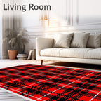 Bold Red Black Plaid Grid Rug