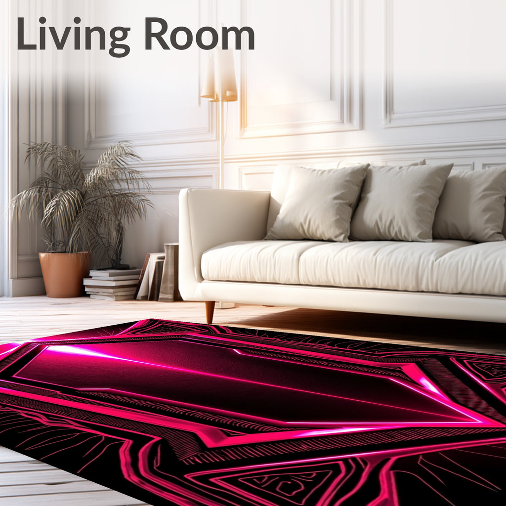 Vibrant Neon Pink Geometric Octagon Rug