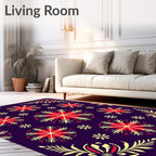 Vibrant Red Yellow Floral Medallion Rug