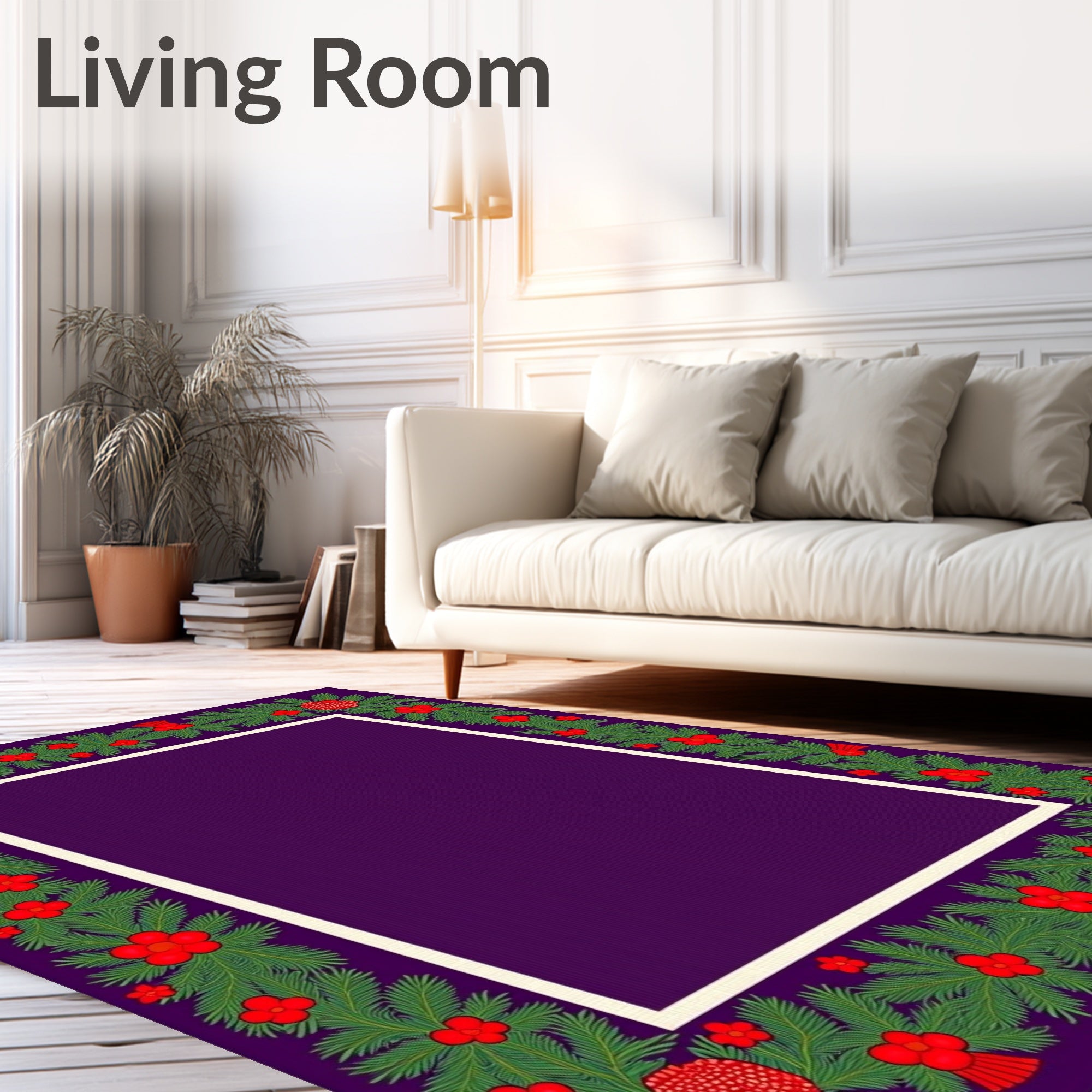 Deep Purple Evergreen Berry Garland Rug