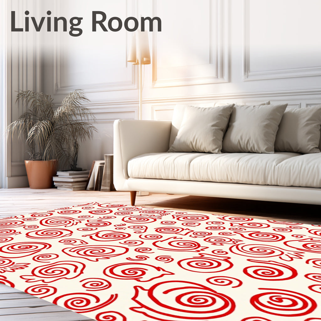 Crimson Swirl Organic Forms Rug