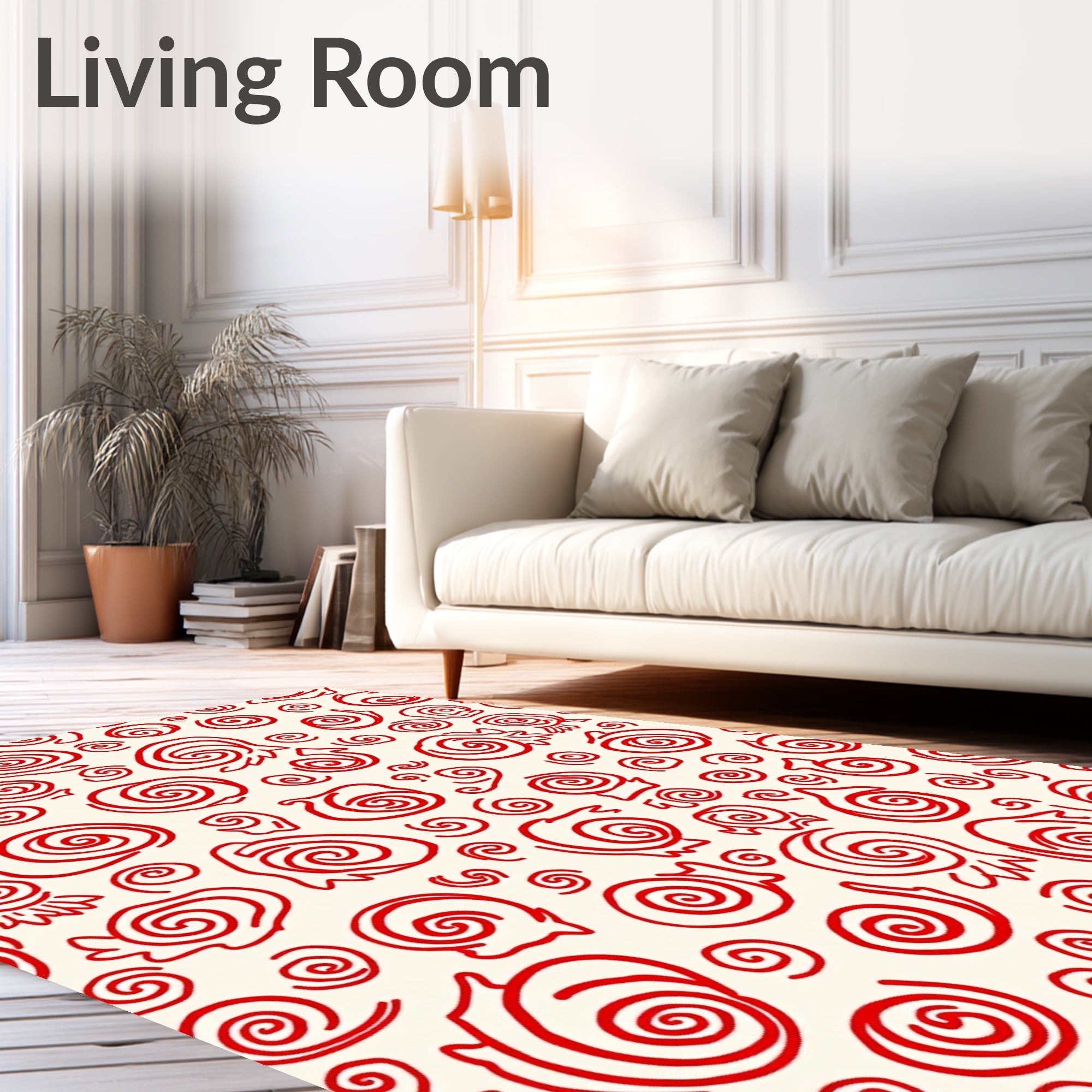 Crimson Swirl Organic Forms Rug