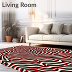 Bold Red Black Swirling Lines Rug