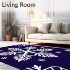Deep Blue Winter Snowflake Collection Rug