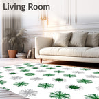 Green Silver Snowflake Repeating Pattern Rug