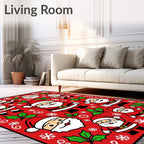 Red Santa Claus Holly Snowflake Sprinkle Rug