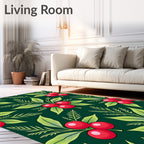 Deep Green Red Berry Foliage Rug