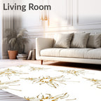 Golden Floral Burst Abstract Art Rug