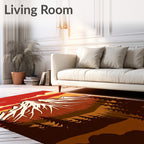 Crimson Sunset Mountain Pine Forest Rug