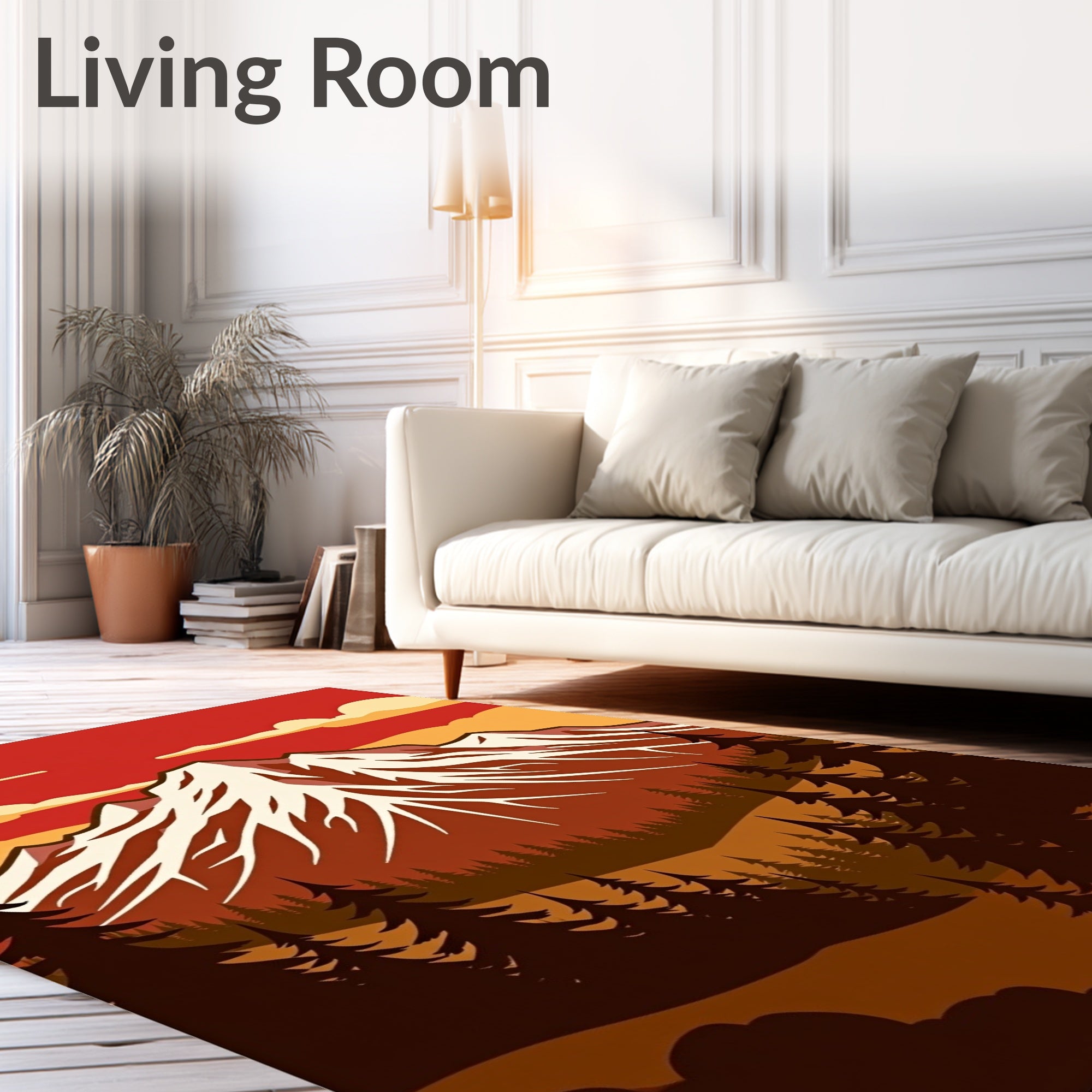 Crimson Sunset Mountain Pine Forest Rug