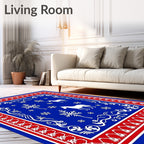 Red White Blue Horse Snowflakes Medallion Rug