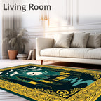 Eerie Moonlit Bat Forest Castle Rug