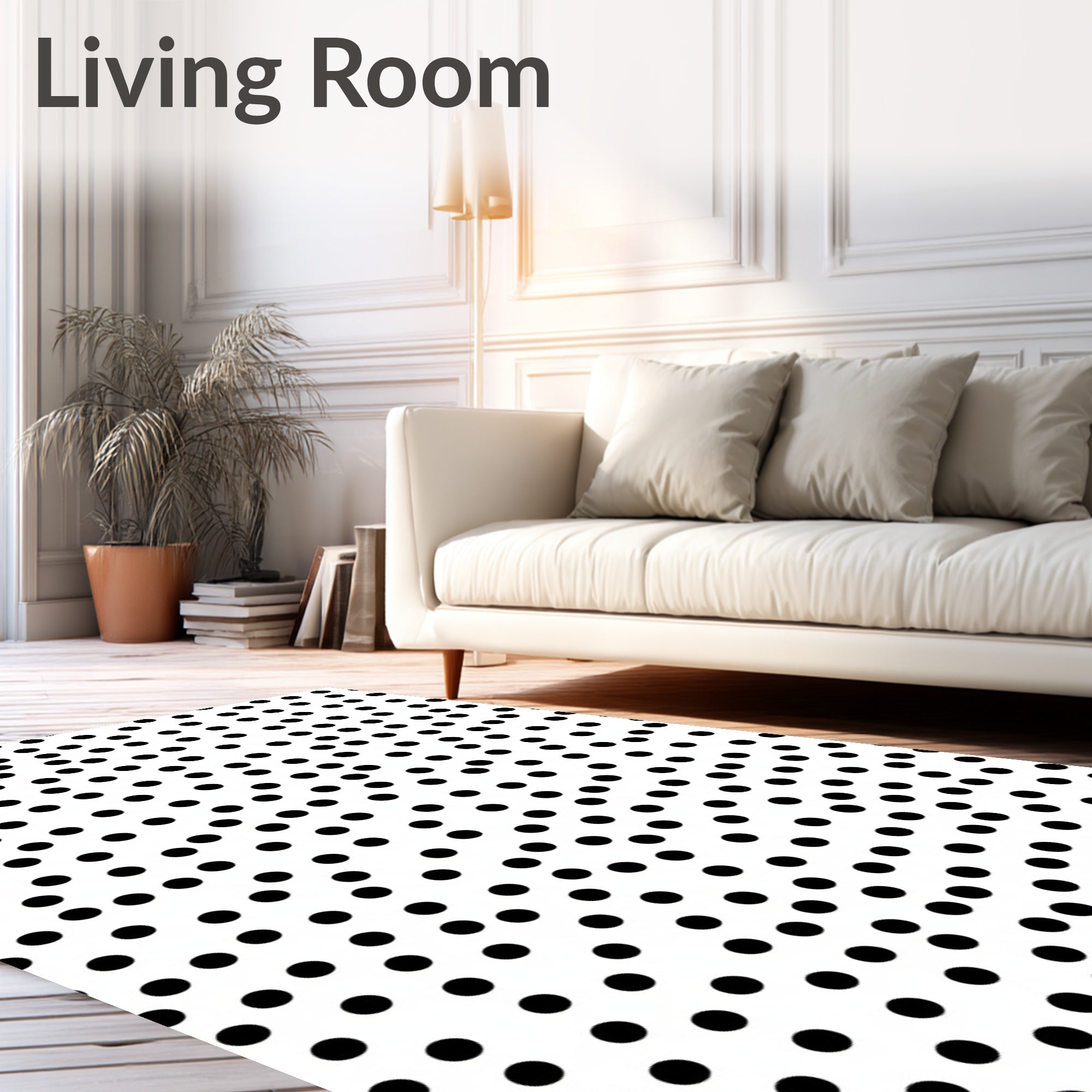 Modern Black White Polka Dot Scatter Rug