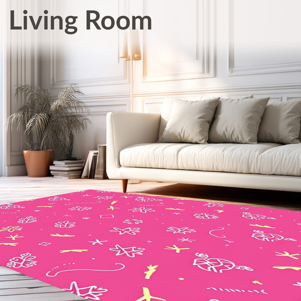 Whimsical Turtle Coral Pink Whimsy Rug