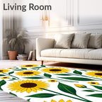 Bold Yellow Sunflower Botanical Arrangement Rug