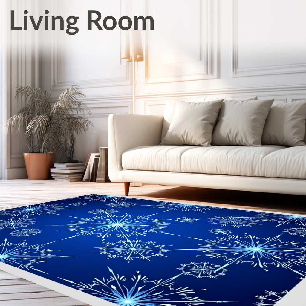 Winter Blue Snowflake Radiance Rug