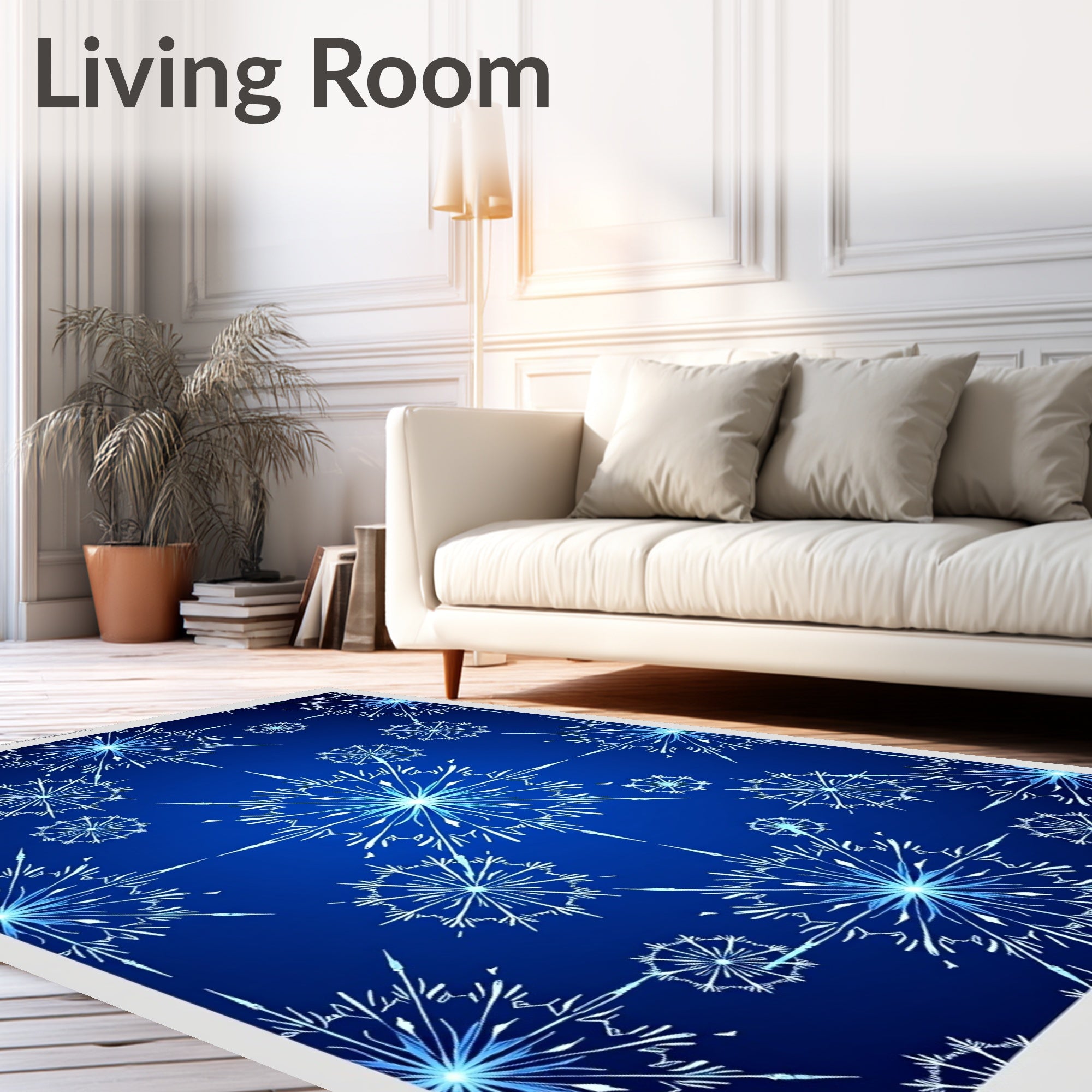 Winter Blue Snowflake Radiance Rug