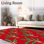 Crimson Palm Frond Botanical Rug