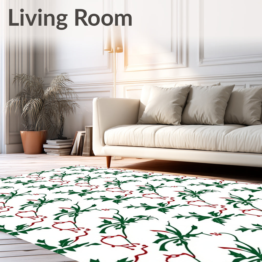 Dark Green Holly Berry Garland Rug