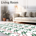 Dark Green Holly Berry Garland Rug