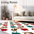 Red Teal Brown Star Tree Scatter Rug