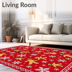 Christmas Gingerbread Snowflakes Red Rug