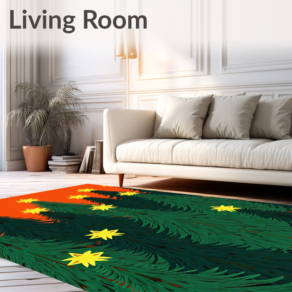 Evergreen Forest Yellow Star Spaced Rug