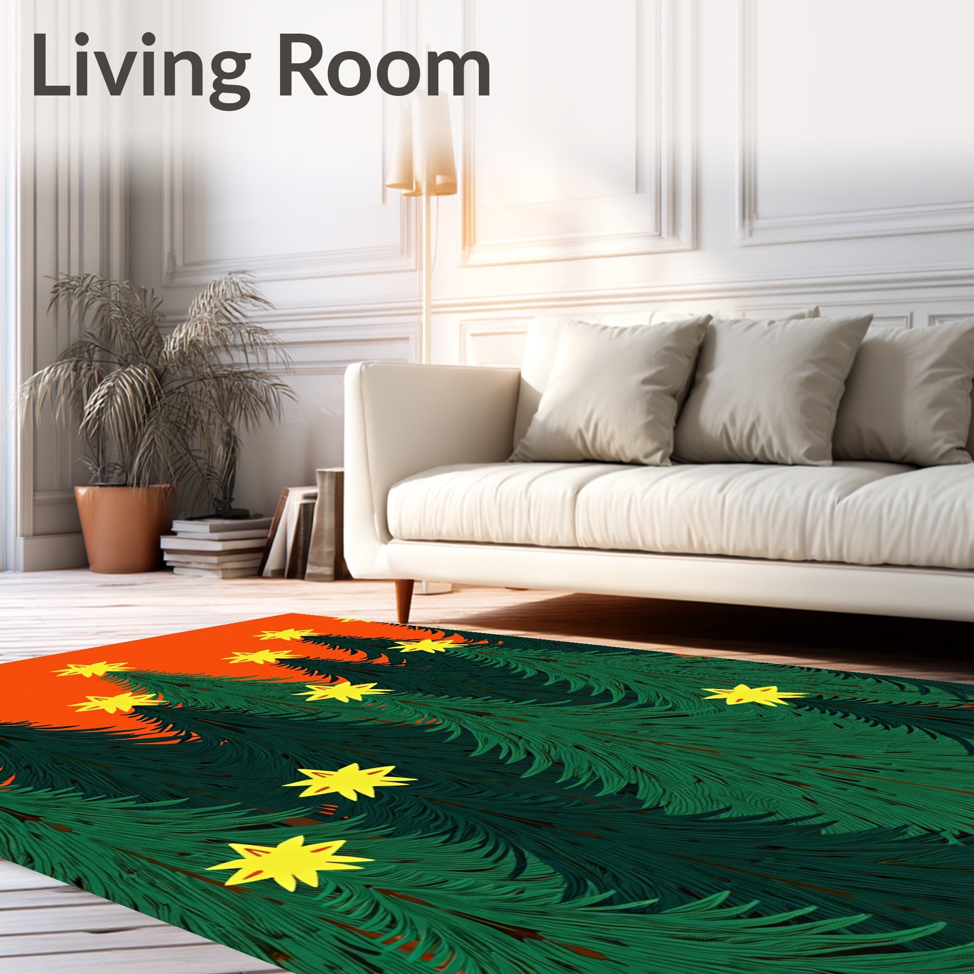 Evergreen Forest Yellow Star Spaced Rug