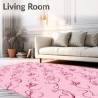 Delicate Crimson Swirl Abstract Fauna Rug