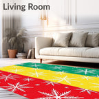 Red Yellow Green Snowflake Trio Rug