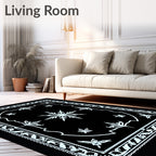 Nordic Snowflake Bordered Geometric Medallion Rug