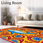 Whimsical Blue Shark Yellow Floral Rug