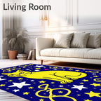 Yellow Cat Starry Night Rings Rug