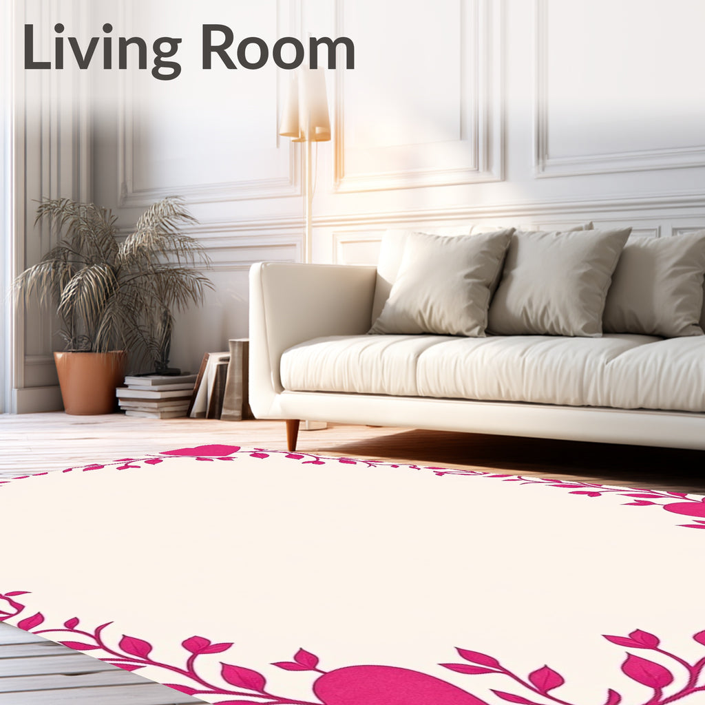 Vibrant Pink Heart Vine Border Rug