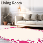 Vibrant Pink Heart Vine Border Rug