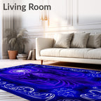 Vibrant Electric Blue Phoenix Symmetry Rug