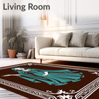 Teal Hooded Sorceress Tribal Frame Rug