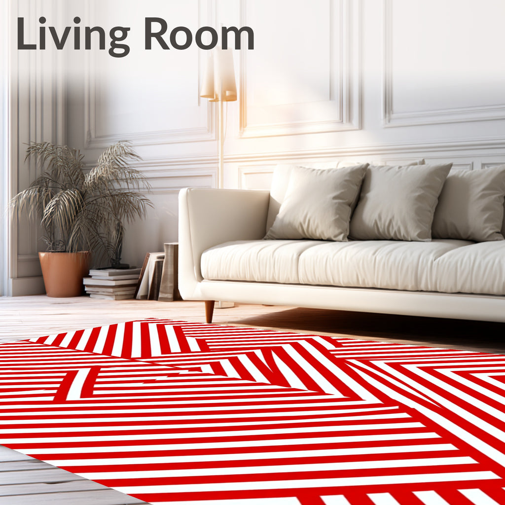 Loud Red White Angular Chevron Rug