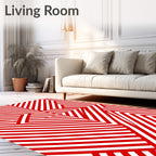Loud Red White Angular Chevron Rug
