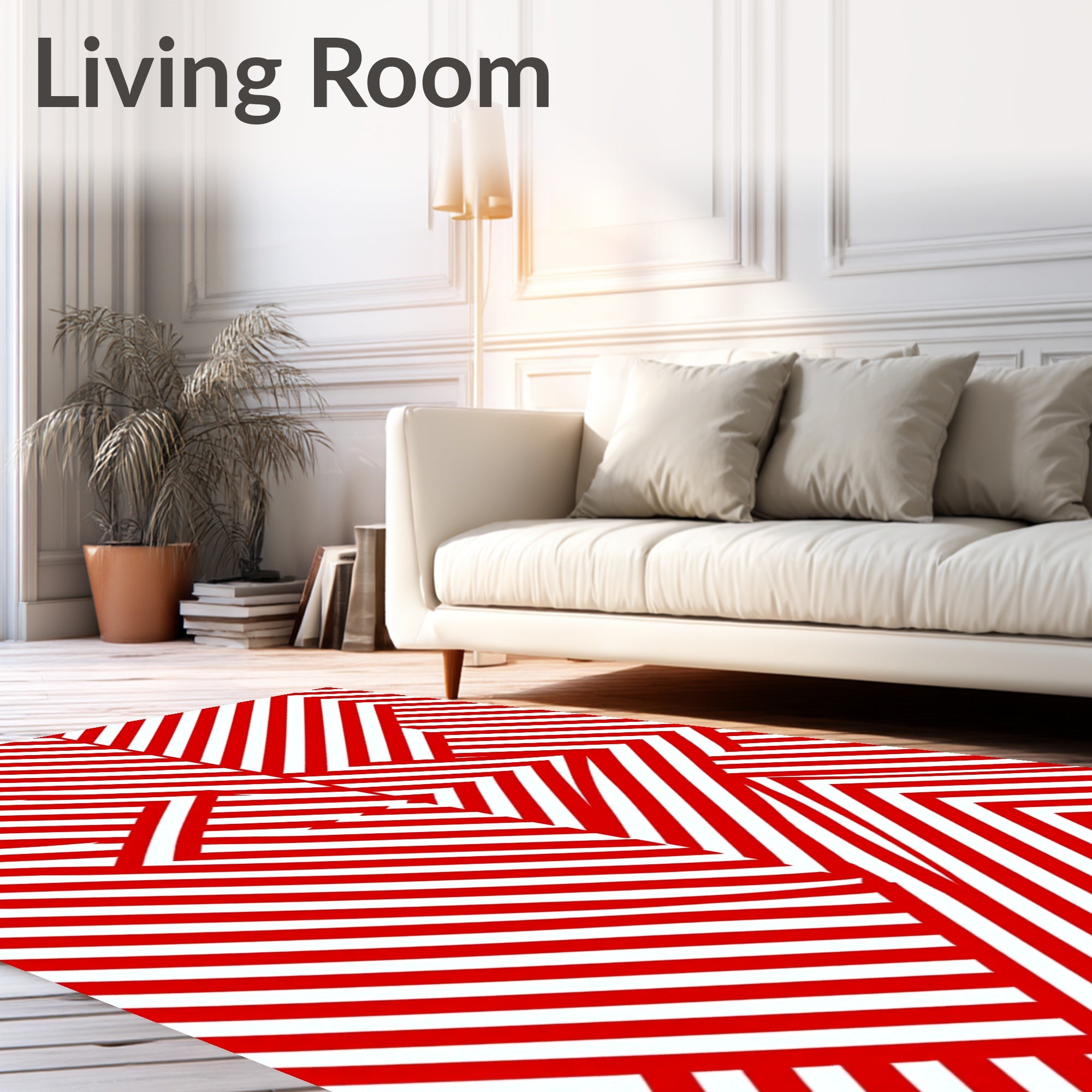Loud Red White Angular Chevron Rug