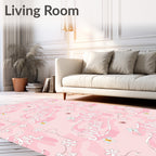 Pink Floral Script Illustration Rug