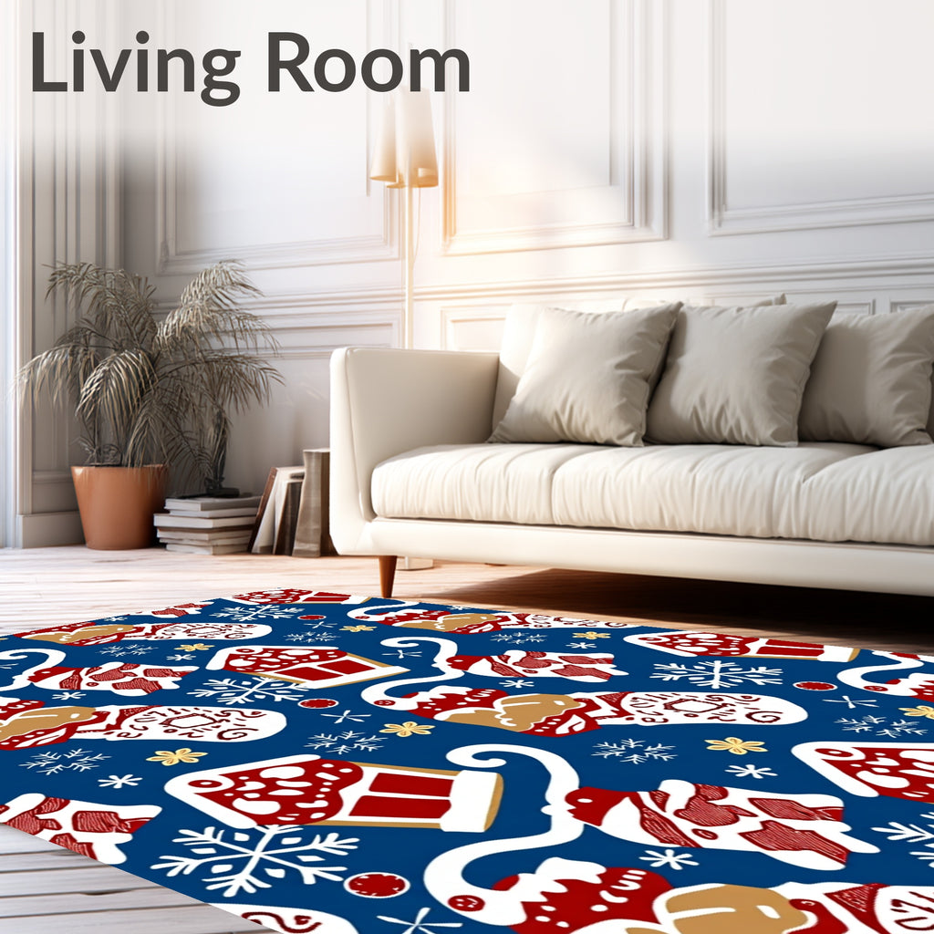 Festive Red Gingerbread Snow Flake Rug