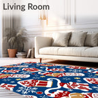 Festive Red Gingerbread Snow Flake Rug