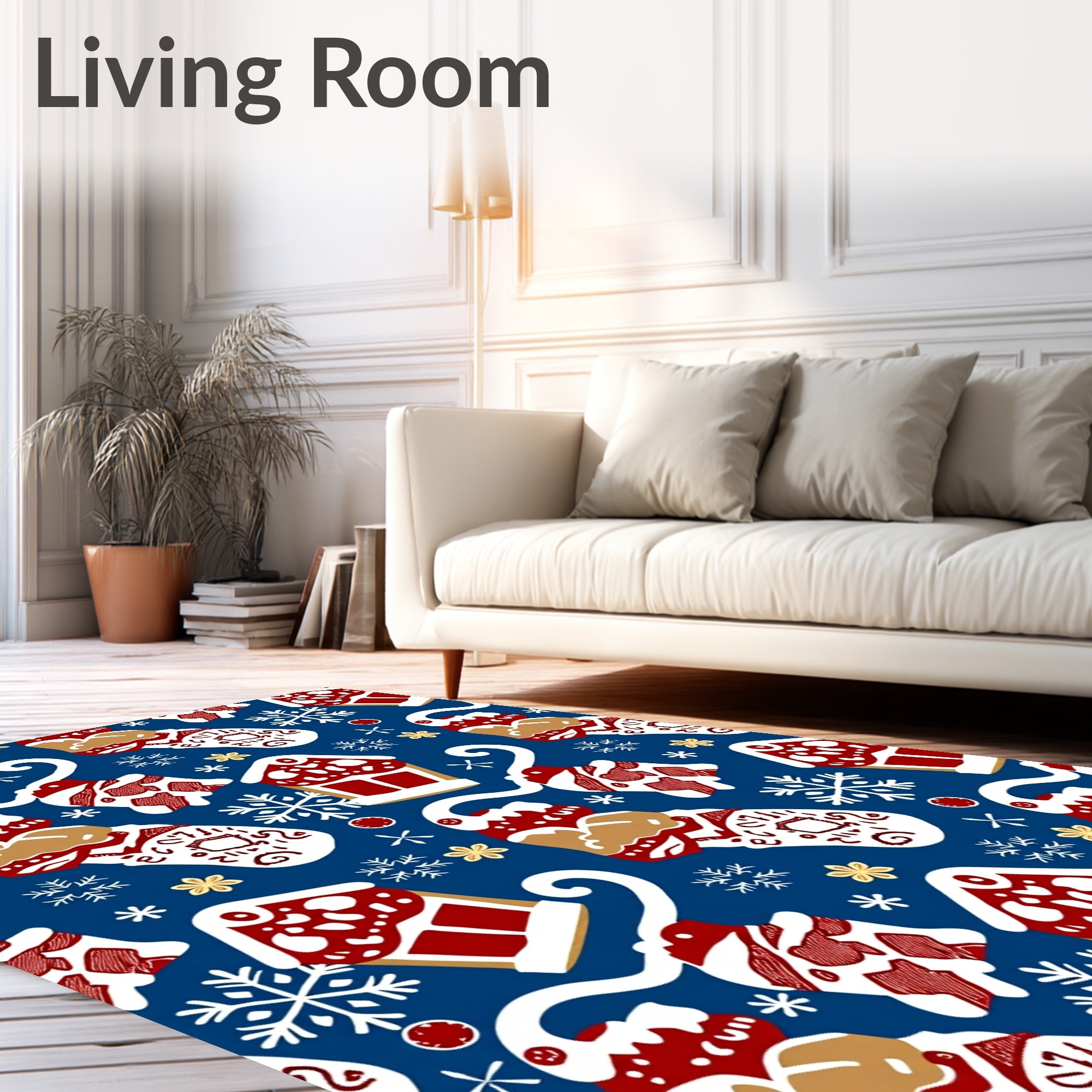 Festive Red Gingerbread Snow Flake Rug