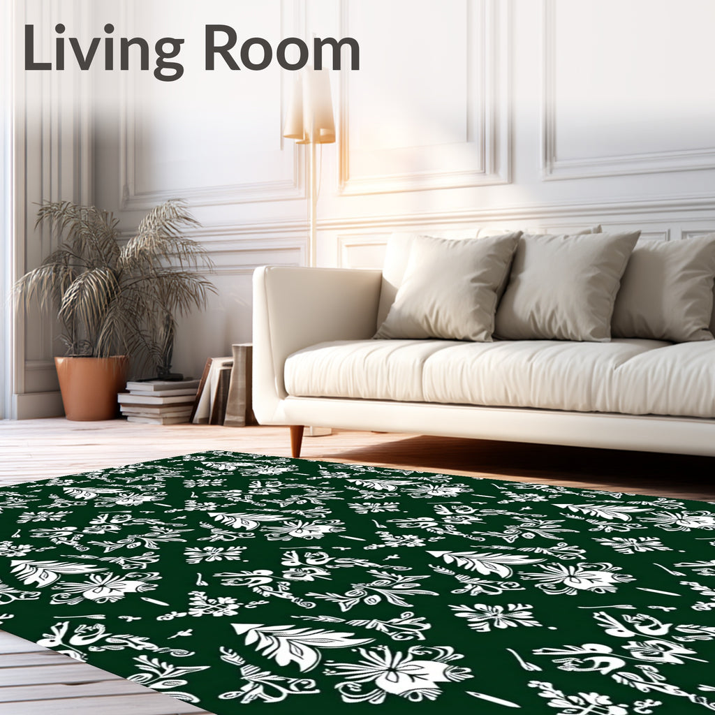 Deep Forest White Symmetry Ornament Rug