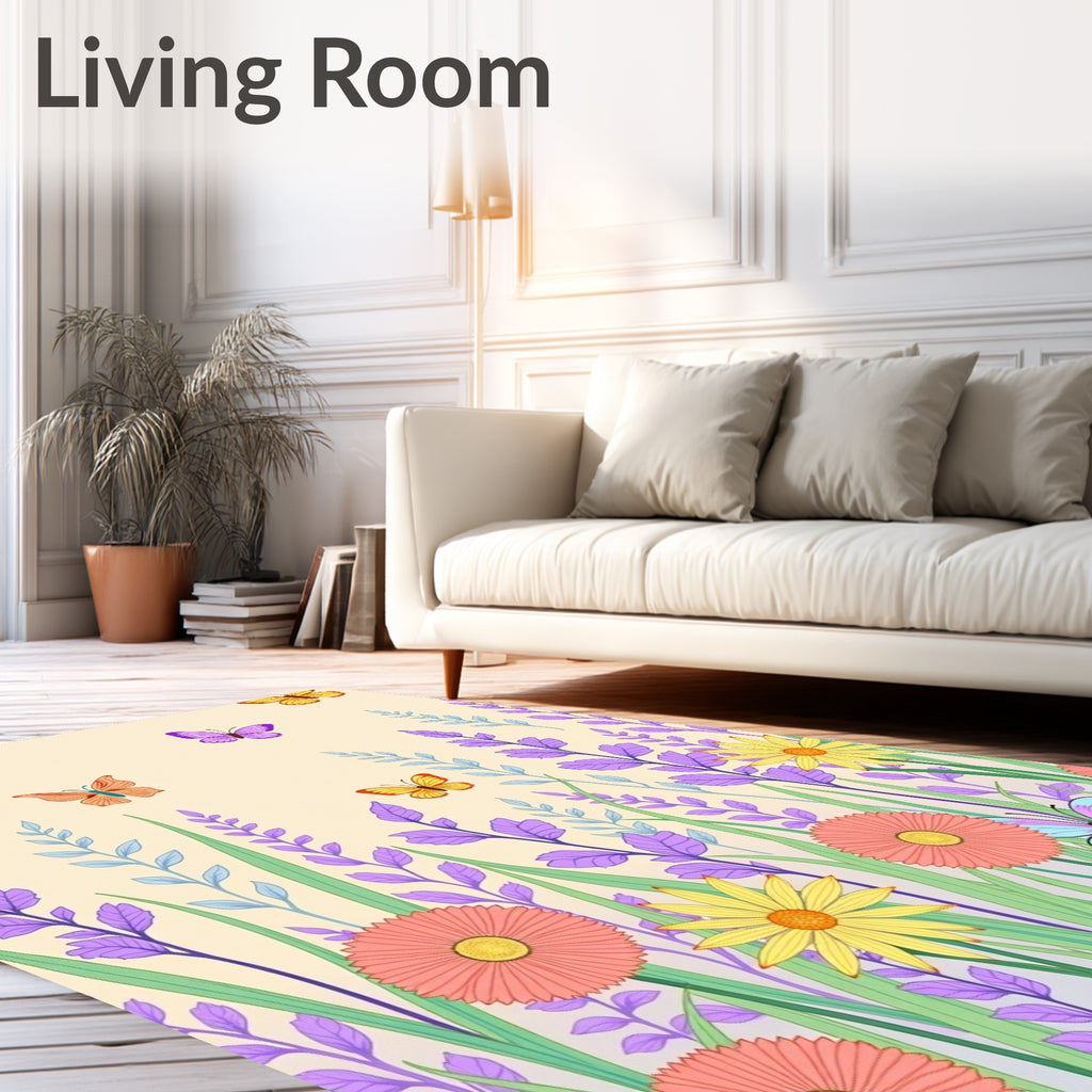Whimsical Butterfly Garden Meadow Rug